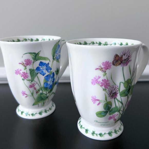 McIntosh Fine Bone China Garden Meadow 2pc Mug Set in Heart Shaped Gift Box NEW - Picture 3 of 7